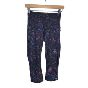 Lululemon Train Times Crop 17" Leggings in Frozen Flourish Multi Black Size 4